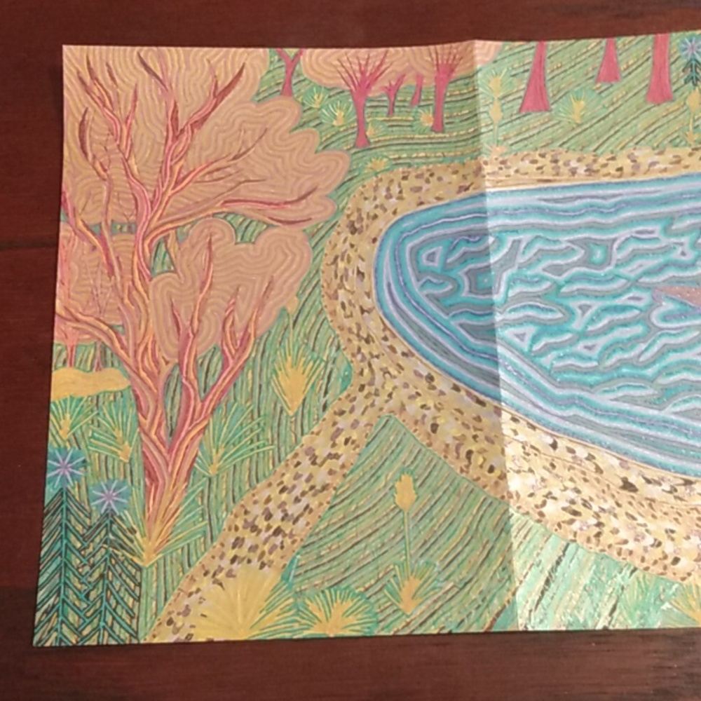Handmade New One of a Kind Gell Pen Scenic Sailboat Nature Art Card 10x7 Inches - Picture 4 of 16